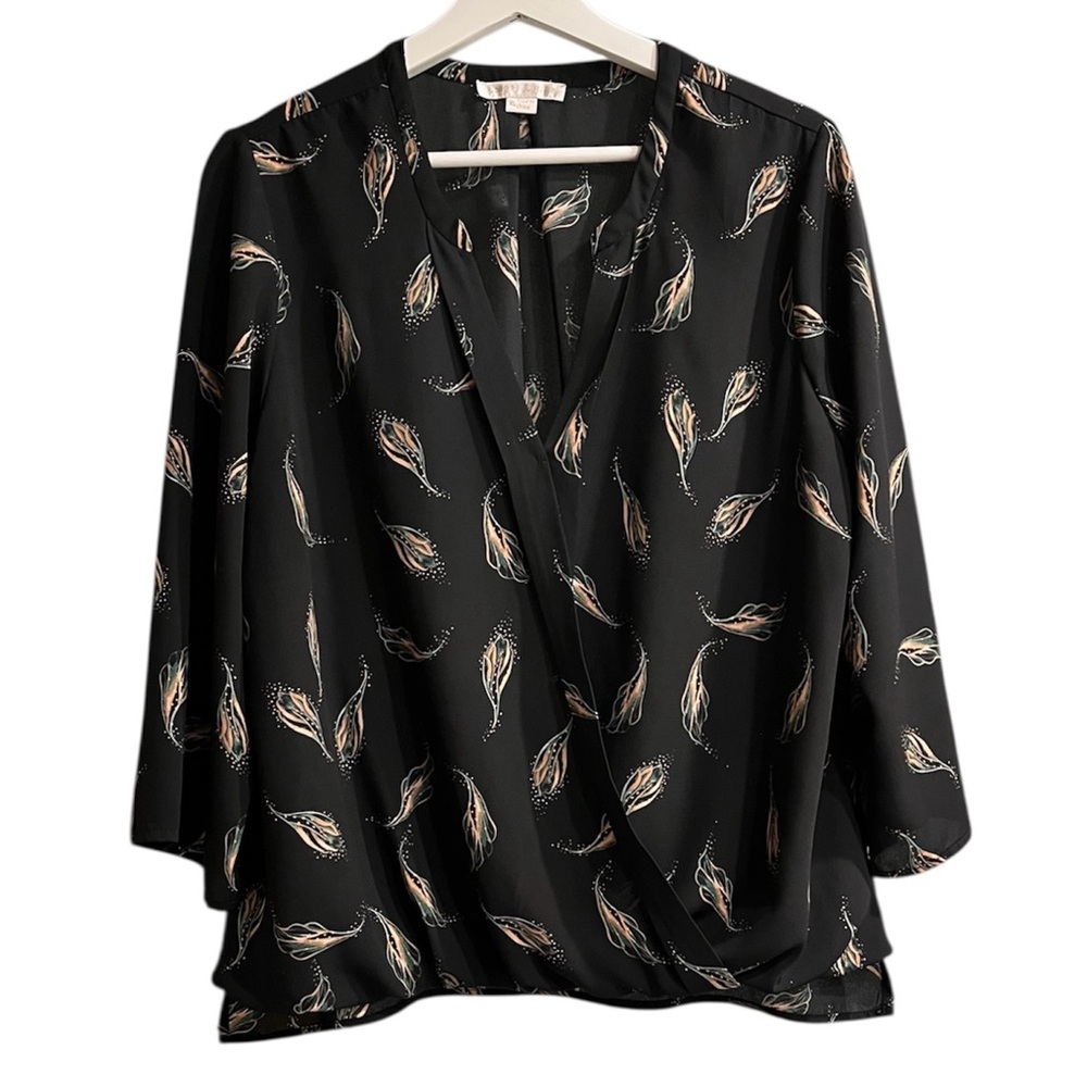 Cooper & Ella | Black Longsleeve Whimsical Blouse Size XL